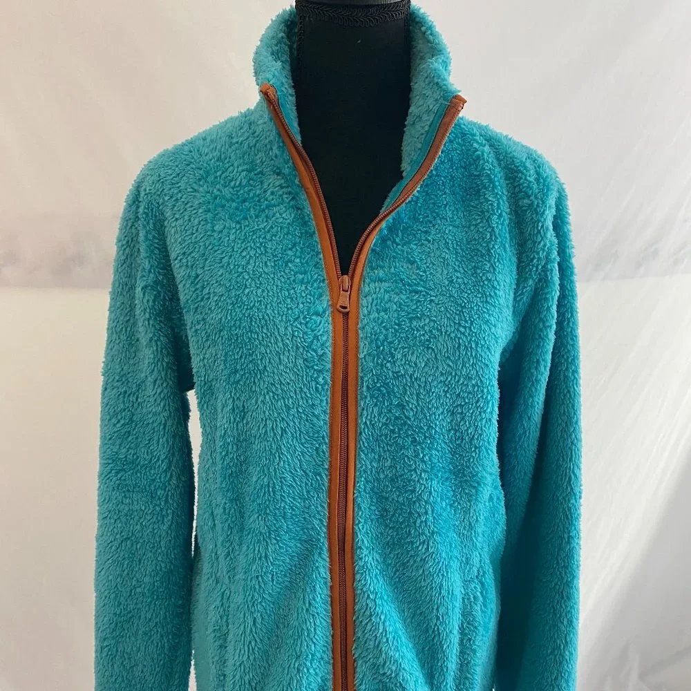 SOLD Tek Gear You've Got This Blue Contrast Brown Fleece Zip Front Jacket NWOT - Picture 13 of 15